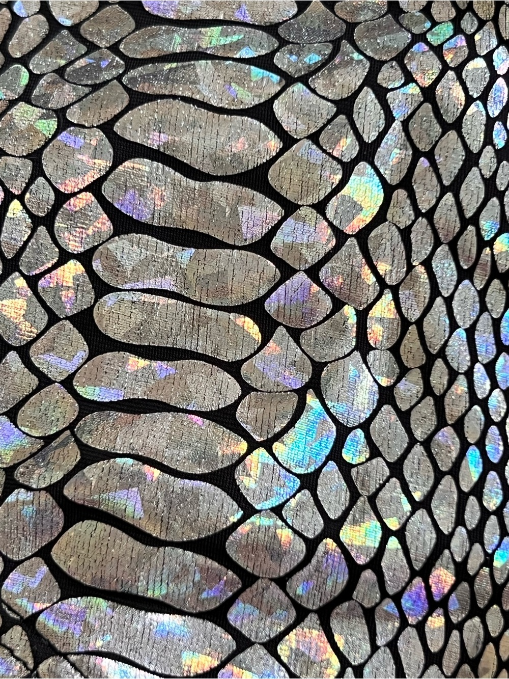 Holographic Monokini Snake Print One Piece Swimsuit Black Trim Size Large - Picture 6 of 10